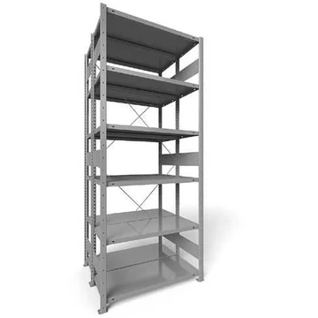 Dugaszolható állvány CLIP, kétoldalas, mag.: 2500 mm, 2 x 6 polc 1000 x 400 mm, teherbírás 100 kg, világosszürke RAL7035, alapelem