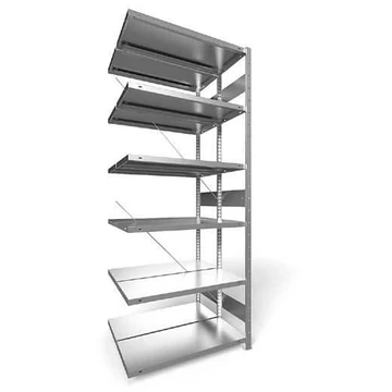 Dugaszolható állvány, kétoldalas, mag.: 2500 mm, 2 x 6 polc 1000 x 400 mm, teherbírása 230 kg, horganyzott, toldalék állvány