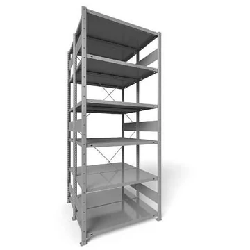 Kapasztható polc CLIP, kétoldalas, mag.: 2500 mm, 2 x 6 polc 1000 x 500 mm, teherbírás 100 kg, világosszürke RAL7035, alap