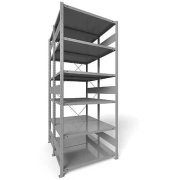 Dugaszolható állvány CLIP, kétoldalas, mag.: 2500 mm, 2 x 6 polc 1000 x 600 mm, teherbírás 100 kg, világosszürke RAL7035, alapelem