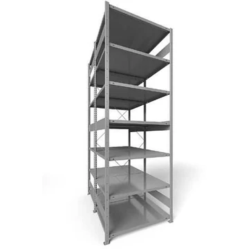 Dugaszolható állvány CLIP, kétoldalas, mag.: 3000 mm, 2 x 7 polc 1000 x 800 mm, teherbírás 230 kg, világosszürke RAL7035, alapelem