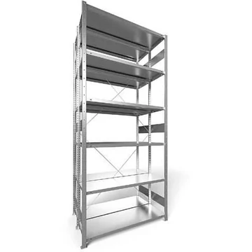 CLIP befogható polc, kétoldalas, mag.: 3000 mm, 2 x 6 polc 1300 x 400 mm, teherbírása 230 kg, horganyzott, alapelem