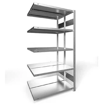 CLIP rögzíthető polc hosszanti csavarral, kétoldalas, mag.: 2000 mm, 2 x 5 polc 1000 x 600 mm, teherbírása 230 kg, horganyzott, toldalék állvány