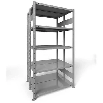 CLIP rögzíthető polc hosszanti csavarral, kétoldalas, mag.: 2000 mm, 2 x 5 polc 1000 x 500 mm, teherbírás 100 kg, világosszürke RAL7035, alapelem