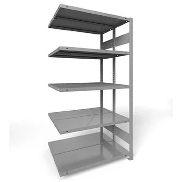 CLIP rögzíthető polc hosszanti csavarral, kétoldalas, mag.: 2000 mm, 2 x 5 polc 1000 x 500 mm, teherbírás 100 kg, világosszürke RAL7035, toldalék állvány