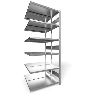 CLIP rögzíthető polc hosszanti csavarral, kétoldalas, mag.: 2500 mm, 2 x 6 polc 1000 x 600 mm, teherbírása 100 kg, horganyzott, toldalék állvány