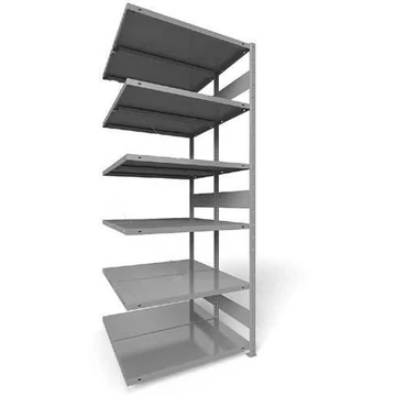 CLIP befogható polc hosszanti csavarral, kétoldalas, mag.: 2500 mm, 2 x 6 polc 1000 x 600 mm, teherbírás 230 kg, világosszürke RAL7035, toldalék állvány