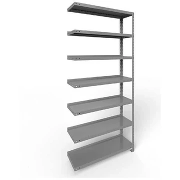 COMPACT csavaros irattartó állvány, egyoldalas, 7 polc, ma x szé: 2200 x 1000 mm, világosszürke, toldalék állvány