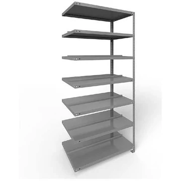 COMPACT csavaros irattartó állvány, kétoldalas, 7 polc, ma x szé: 2200 x 750 mm, világosszürke, toldalék állvány