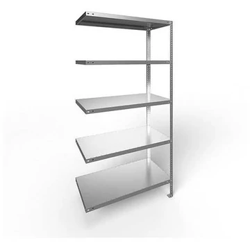 FIX csavaros polc, 5 polc, ma x sz x mé: 2000 x 1000 x 500 mm, teherbírása 100 kg, horganyzott, toldalék állvány