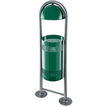 LUKAS kültéri hulladékgyűjtő csőhajlattal, magassága: 1060 mm, térfogata: 18 l, zöld színű