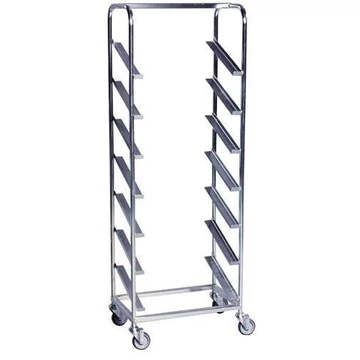 Polcos kocsi műanyag tárolókhoz, horganyzott, 7 szintes - lejtős, magassága 1850 mm