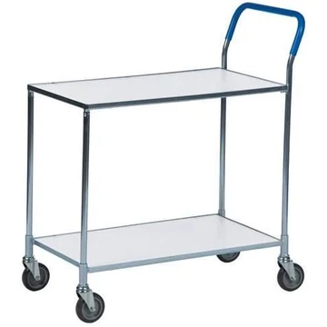 Asztalkocsi, horganyzott, 2 szintes, fehér színű polcok, teherbírása 150 kg, ma x sz x mé: 850x435x950 mm