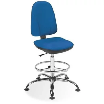 PEGAZ magas munkahelyi forgószék, lábtartó gyűrűvel és kartámaszokkal, kék szövethuzattal