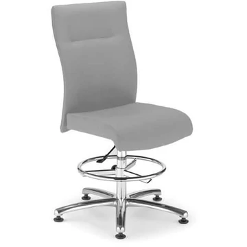 NEO munkahelyi forgószék, csúcsmodell, magas kivitel, lábtartó gyűrűvel, szövetborítás - világosszürke