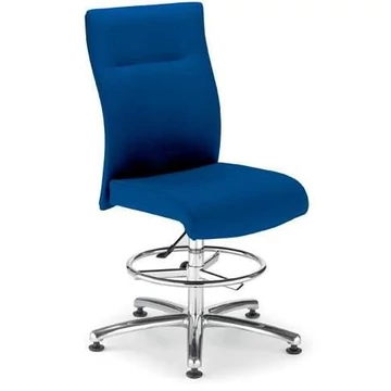 NEO munkahelyi forgószék, csúcsmodell, magas kivitel, lábtartó gyűrűvel, szövetborítás - kék