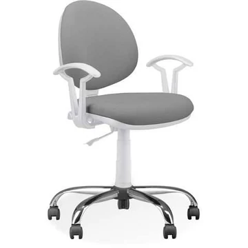 SMART laboratóriumi forgószék görgőkkel és kartámaszokkal, világosszürke szövethuzattal