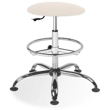 GOLIAT laboratóriumi munkazsámoly, magas, lábtartó gyűrűvel, elefántcsont szintetikus bőrrel.