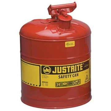 Biztonsági tartály, acéllemez, vörösre festve, térfogata 19 liter