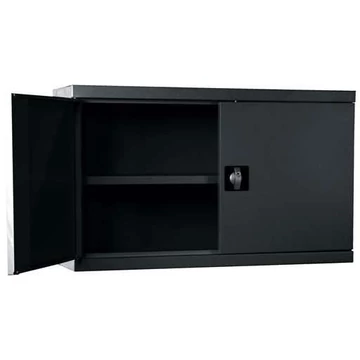 Fém függőszekrény, dupla ajtós, ma x sz x mé: 600x1000x300 mm, fekete RAL9005