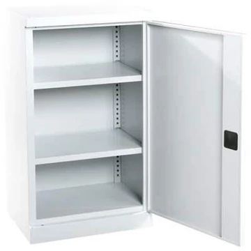 Polcos műhelyszekrény, szárnyas ajtó, ma x sz x mé: 1040 x 600 x 435 mm, polcterhelés 100 kg, szín világosszürke RAL7035