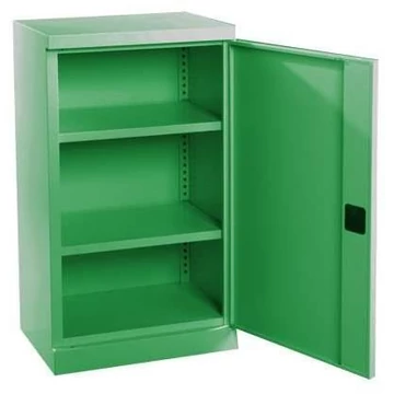 Polcos műhelyszekrény, szárnyas ajtó, ma x sz x mé: 1040 x 600 x 435 mm, polcterhelés 100 kg, zöld szín RAL6011