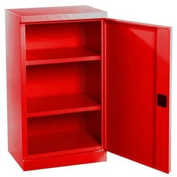 Polcos műhelyszekrény, szárnyas ajtó, ma x sz x mé: 1040 x 600 x 435 mm, polcterhelés 100 kg, piros szín RAL3020