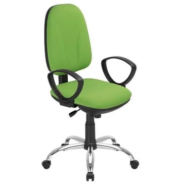 PEGAZ irodai forgószék, ergonomikus, kartámaszokkal, krómozott talppal, Oban kárpit - világoszöld