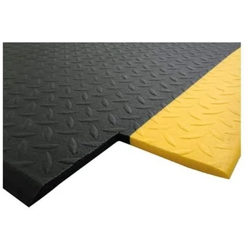 Orthomat munkahelyi szőnyeg 1,5x0,9 m, fekete, sárga peremmel, könnycsepplemez megjelenésű