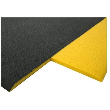 Orthomat ipari munkahelyi szőnyeg, méterenként eladó, 0,9 x lm, fekete, sárga éllel, kavicsos megjelenés
