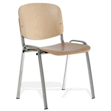 ISO PLUS egymásra rakható fa szék, bükk dekorfelülettel, krómozott acélvázzal