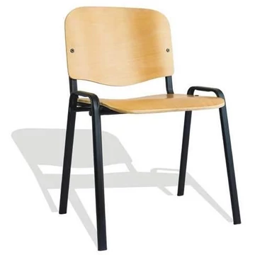 ISO PLUS egymásra rakható fa szék, bükk dekorfelülettel, fekete vázzal