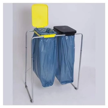 Haszonanyaggyűjtő 2 x 120 l-es zsákokhoz, horganyzott, műanyag fedél (sárga, fekete)