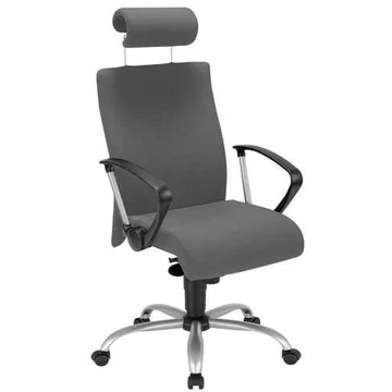 NEO irodai forgószék, széles üléssel és kartámaszokkal, fejtámlával, acél talppal, világosszürke