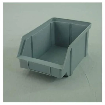 TechBox elöl nyitott tárolódoboz, 440 x 285 x 210 mm, szürke színű.