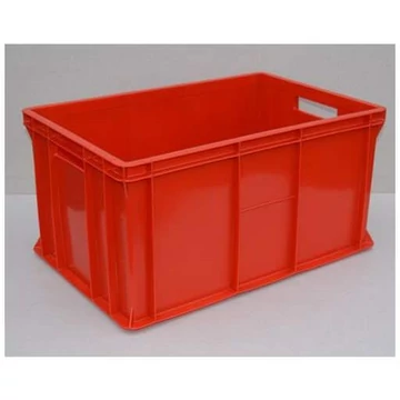 Műanyag rakatolható tároló Euro300, 600 x 400 x 300 mm, falai zárva, piros színű.