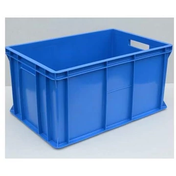 Műanyag rakatolható tároló Euro300, 600 x 400 x 300 mm, falai zártak, kék színű.