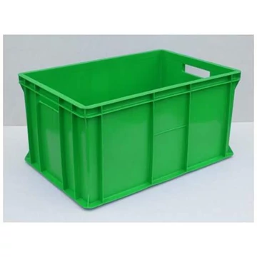 Műanyag rakatolható tároló Euro300, 600 x 400 x 300 mm, falai zárva, zöld színű.