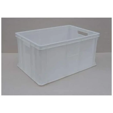 Műanyag rakatolható tároló Euro300, 600 x 400 x 300 mm, falak zárva, fehér színű.