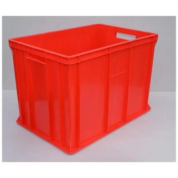Műanyag rakatolható tároló Euro400, 600 x 400 x 410 mm, falai zárva, piros színű.