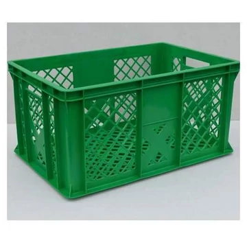 Műanyag rakatolható tároló Euro400, 600 x 400 x 410 mm, perforált falak, zöld színű