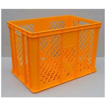 Műanyag rakatolható tároló Euro400, 600 x 400 x 410 mm, perforált falak, sárga színű