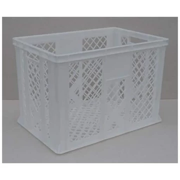 Műanyag rakatolható tároló Euro400, 600 x 400 x 410 mm, perforált falak, fehér színű
