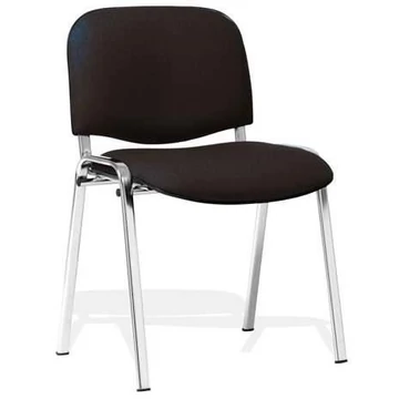 ISO egymásra rakható szék, szövetborítással, fekete színű, acélszerkezetű, króm