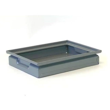 Acél rakatolható tároló, 275 x 368 x 70 mm, teherbírása 10 kg