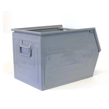 Nyitott elülső falú tároló doboz acéllemezből, 600 x 400 x 400 mm, teherbírása 100 kg