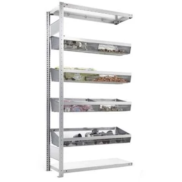 CLIP polc, 4 szintes drótkosarak, 100 kg teherbírású, ma x sz x mé: 2000x1000x400 mm, toldalék állvány