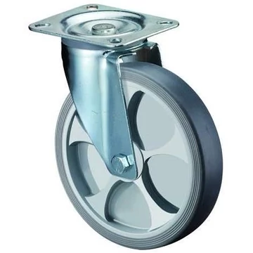 Ipari beálló görgő hőre lágyuló gumiabronccsal, rögzítőfékkel, siklócsapággyal, átm. 200 mm