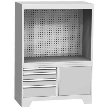 Ellenőrző munkaállomás, sz x mé x ma: 1440x700x2010 mm, 4x fiók, 1x szekrény, világosszürke RAL7035