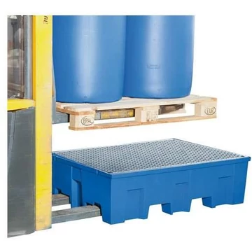 Gyűjtőtálcák polietilénből, térfogat: 220 l, ma x sz x mé: 865x1245x350 mm, horganyzott rácsokkal